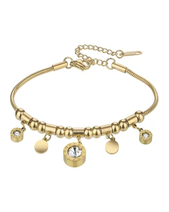 Bratara placata cu aur de 18K si zirconia Danielle, Auriu