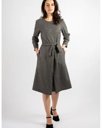 Rochie cu model Houndstooth Hannah, Negru/Gri