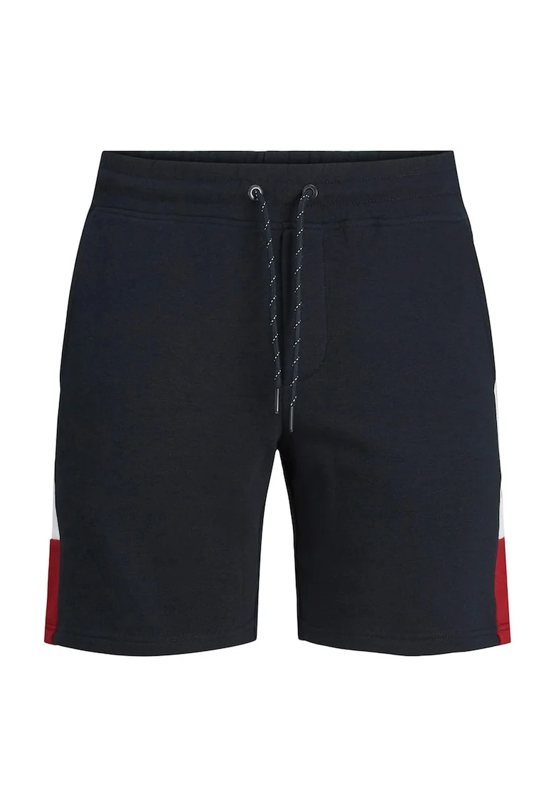 Pantaloni scurti sport cu model colorblock, Bleumarin