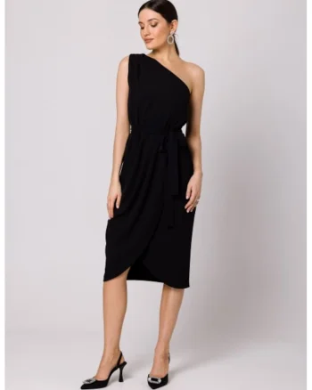 Rochie eleganta cu un umar,, Negru