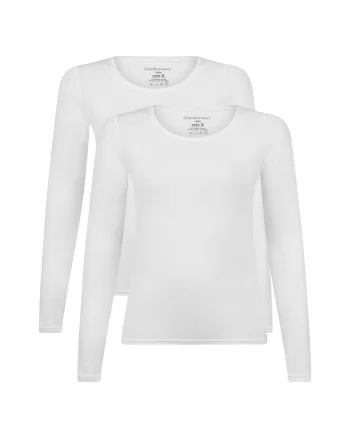 Bluza de casa cu decolteu rotund Lara, Alb