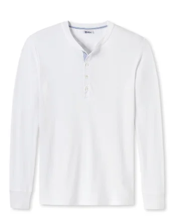 Bluza cu decolteu Henley Karl-Heinz, Alb