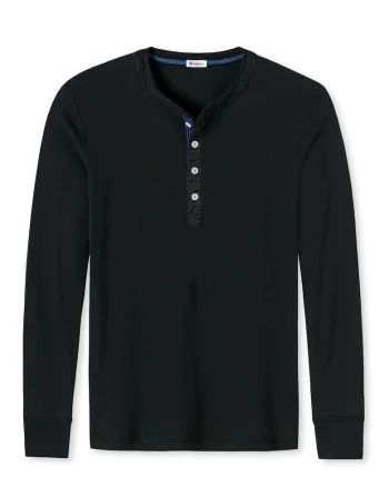 Bluza cu decolteu Henley Karl-Heinz, Negru
