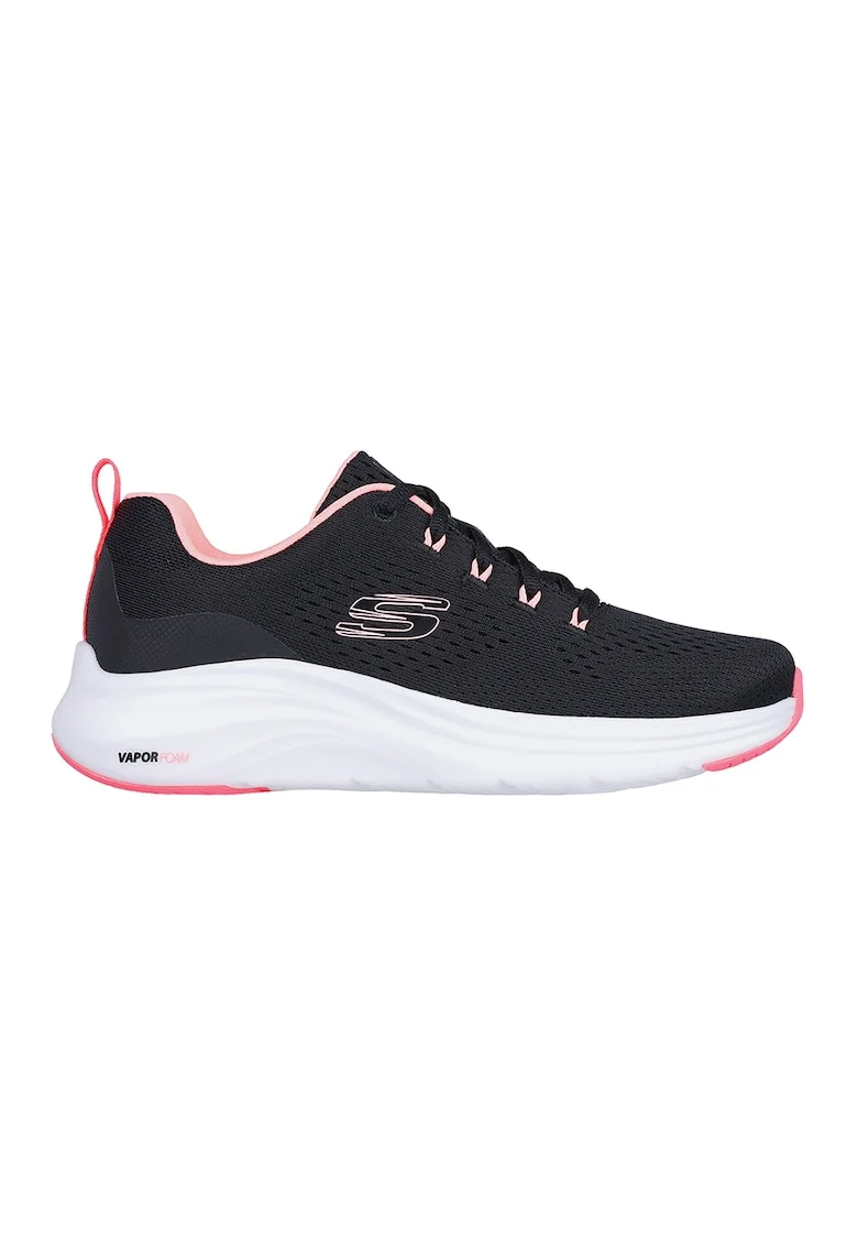 Pantofi sport de piele ecologica cu sireturi, Negru/Roz
