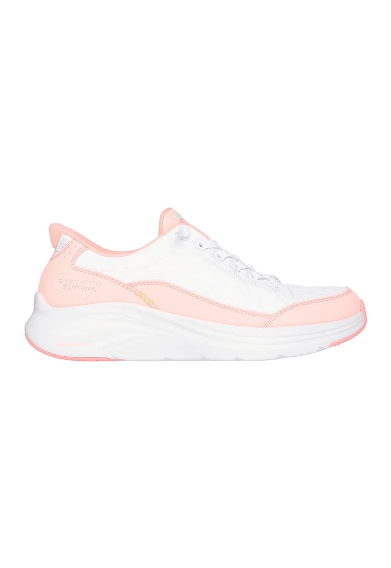 Pantofi sport cu garnituri de piele ecologica Contour, Alb/Coral