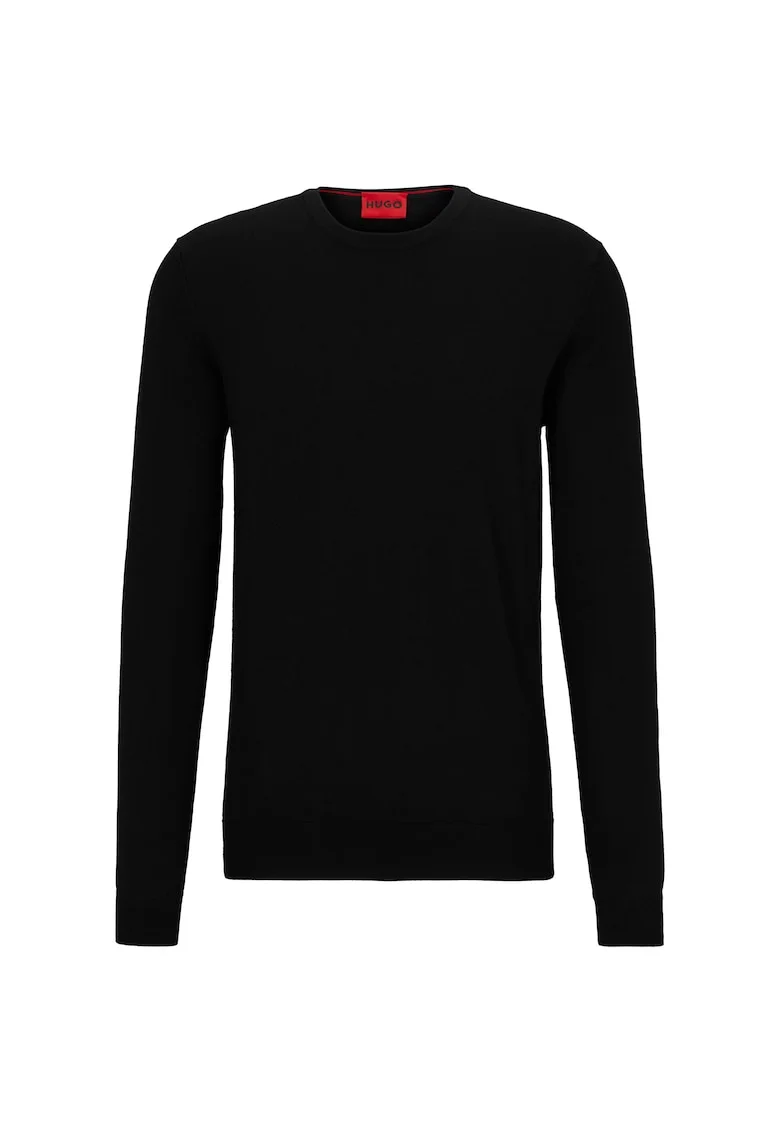 Pulover slim fit de lana virgina San Cedric 15977, Negru