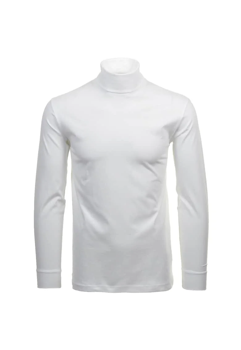 Bluza uni cu guler inalt, Alb