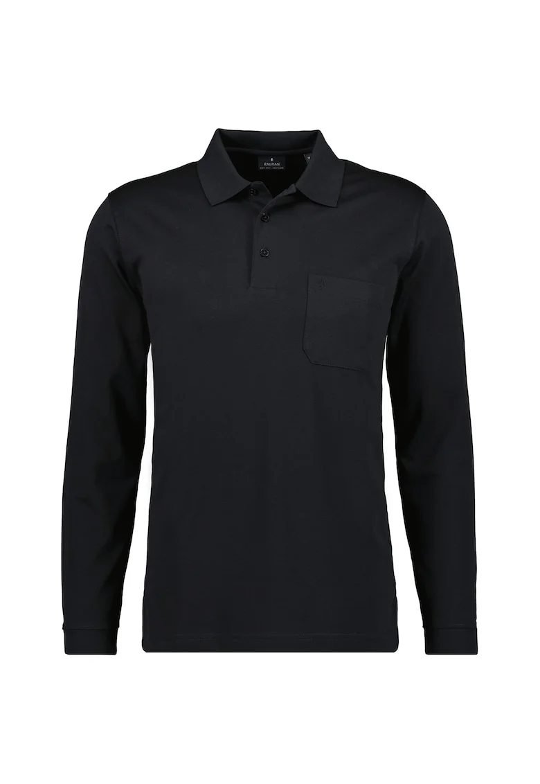 Bluza polo uni de bumbac, Negru