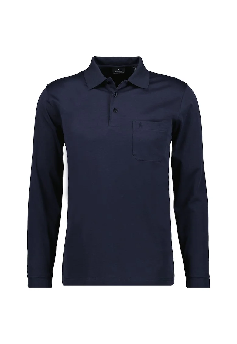 Bluza polo uni de bumbac, Albastru inchis
