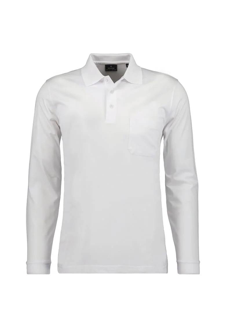 Bluza polo uni de bumbac, Alb