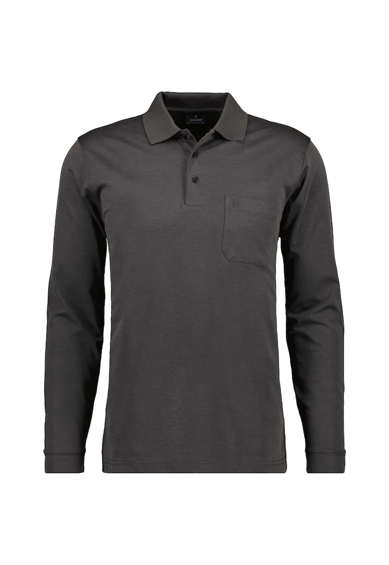 Bluza polo uni de bumbac, Gri inchis