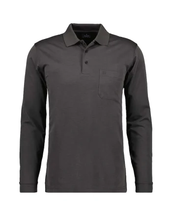 Bluza polo uni de bumbac, Gri inchis
