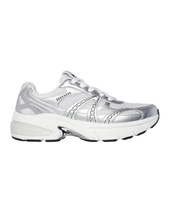 Pantofi sport din material textil cu garnituri din piele ecologica Shadow-Stel, Alb/Argintiu