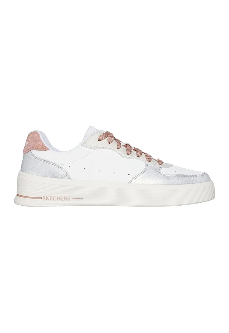 Pantofi sport din piele ecologica Hiland, Alb/Argintiu