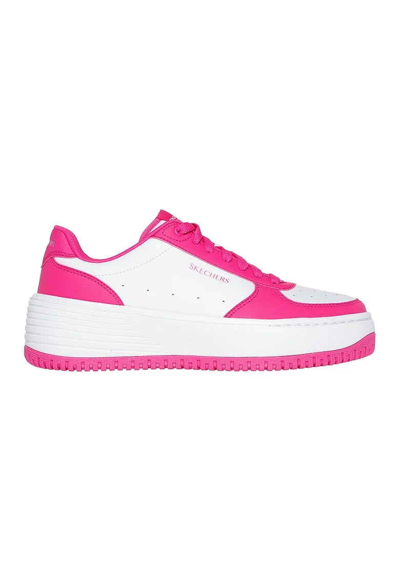 Pantofi sport din piele ecologica cu garnituri contrastante Grand 92 Steady Winn, Alb/Roz neon