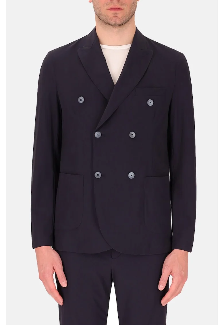 Distretto, Sacou slim-fit cu revere decupate, Albastru