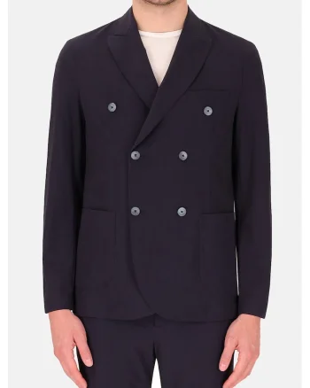 Distretto, Sacou slim-fit cu revere decupate, Albastru