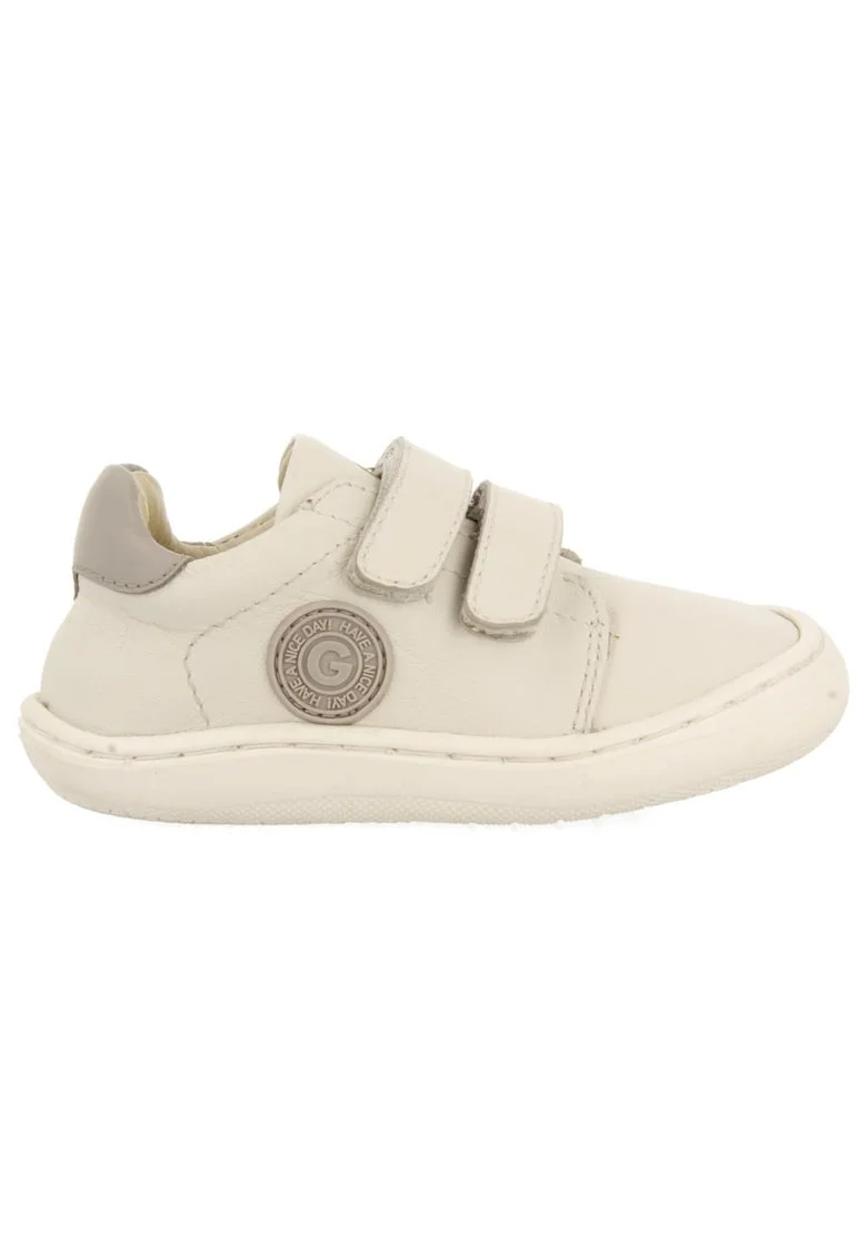 Pantofi sport din piele cu inchidere velcro, Alb