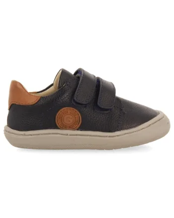 Pantofi sport din piele cu inchidere velcro, Bleumarin