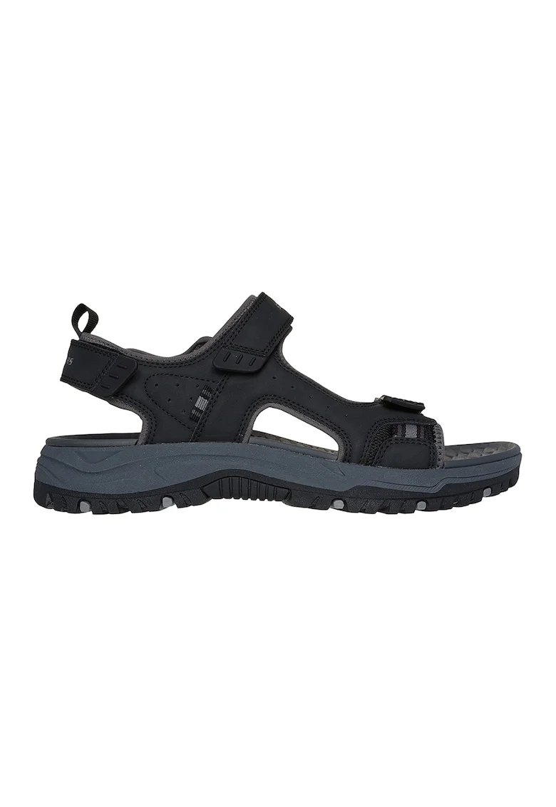 Sandale cu talpa plata si inchidere velcro Tresman-Hirano, Negru