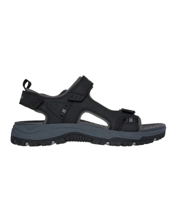 Sandale cu talpa plata si inchidere velcro Tresman-Hirano, Negru
