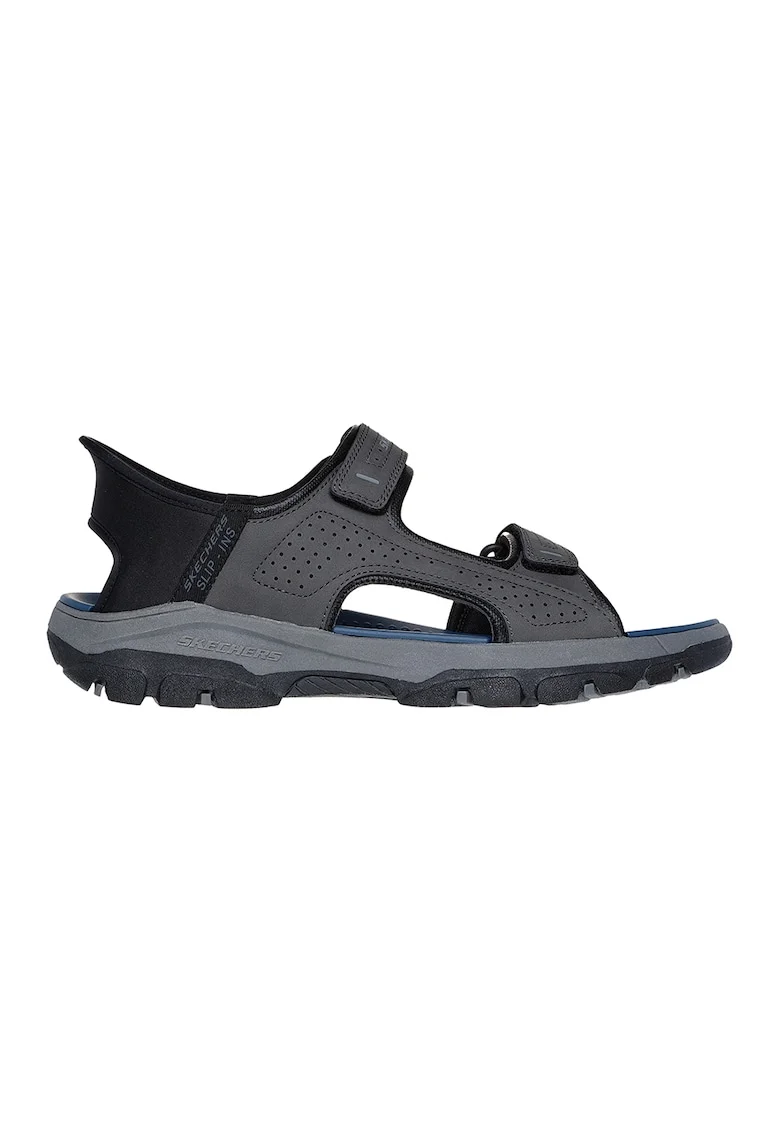 Sandale cu talpa plata si inchidere velcro Tresmen-Hirano, Gri carbune