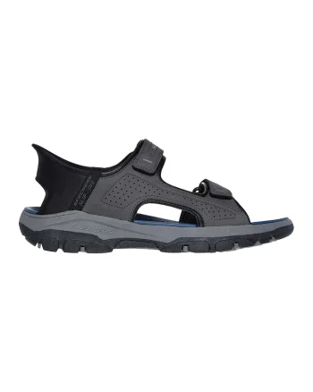 Sandale cu talpa plata si inchidere velcro Tresmen-Hirano, Gri carbune