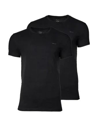 Set de tricouri din bumbac cu decolteu la bazagatului - 2 piese, Negru