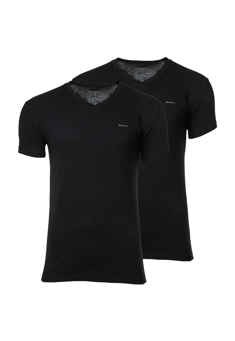 Set de tricouri cu decolteu in V - 2 piese, Negru