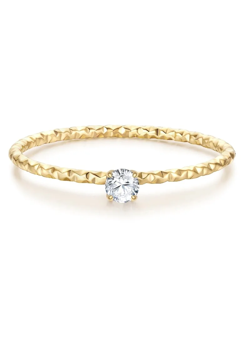 Inel placat cu aur de 14k si zirconia, Auriu