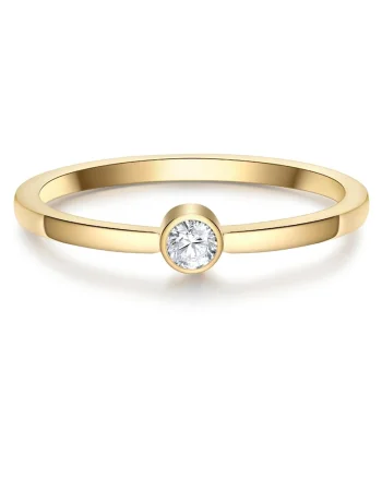 Inel placat cu aur de 14k si zirconia, Auriu