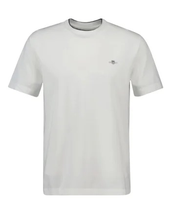 Tricou din bumbac cu decolteu la baza gatului, Alb