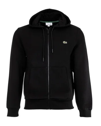 Hanorac din material fleece cu fermoar si buzunare oblice, Negru