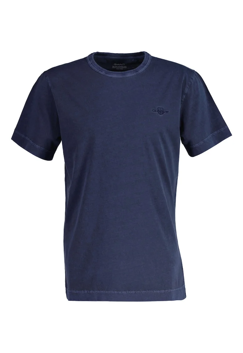 Tricou din bumbac cu decolteu la baza gatului si broderie logo discreta, Albastru inchis
