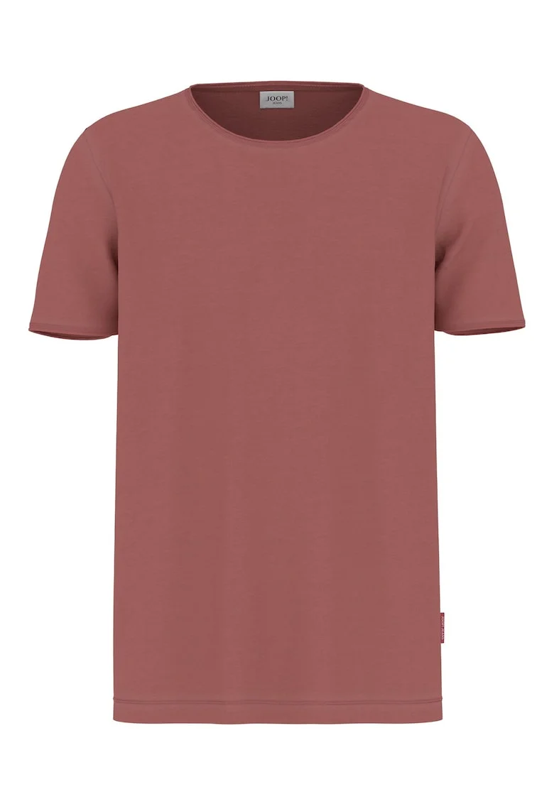 Tricou cu decolteu la baza gatului si model uni, Rosu