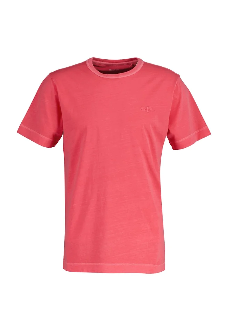 Tricou din bumbac cu decolteu la baza gatului si broderie logo discreta, Rosu