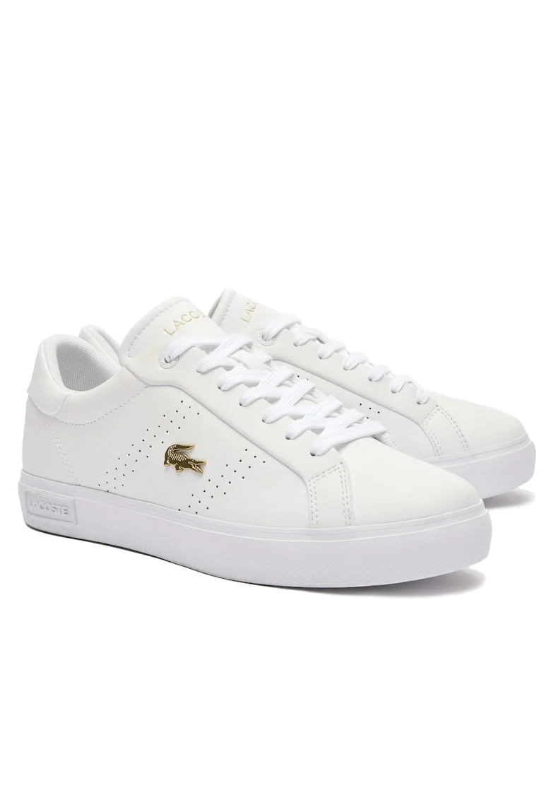 Pantofi sport de piele si piele ecologica, Alb optic