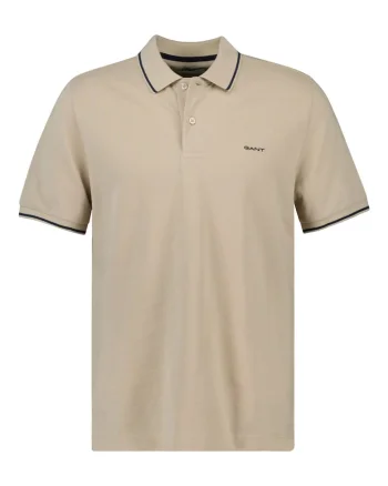 Tricou polo din material pique, Maro nisip