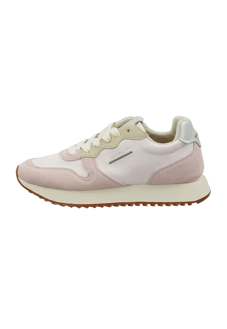 Pantofi sport cu garnituri de piele intoarsa Bevinda, Roz deschis