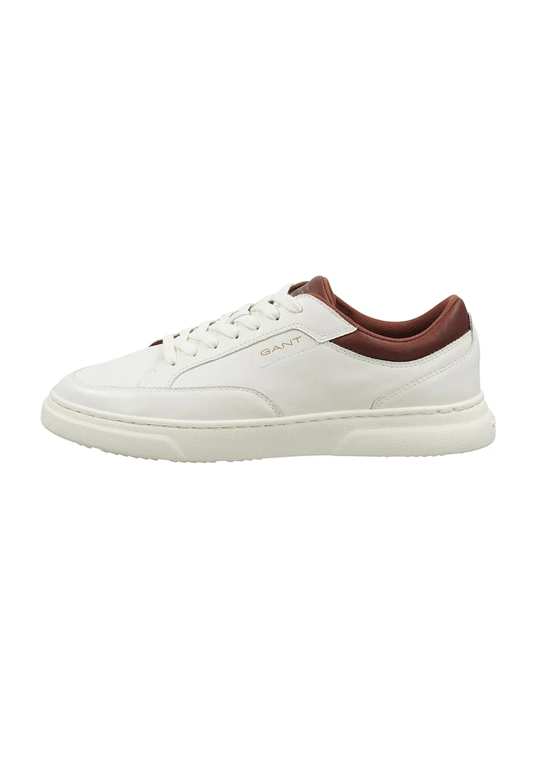 Pantofi sport de piele cu logo discret Joree, Maro cognac/Alb murdar