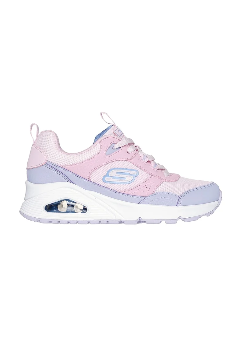 Pantofi sport din piele ecologica cu sireturi, Roz deschis/Lila