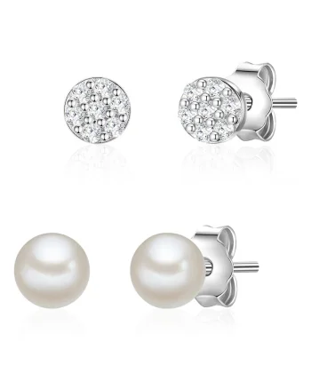 Set de cercei cu cristale din zirconia, 2 perechi, Argintiu