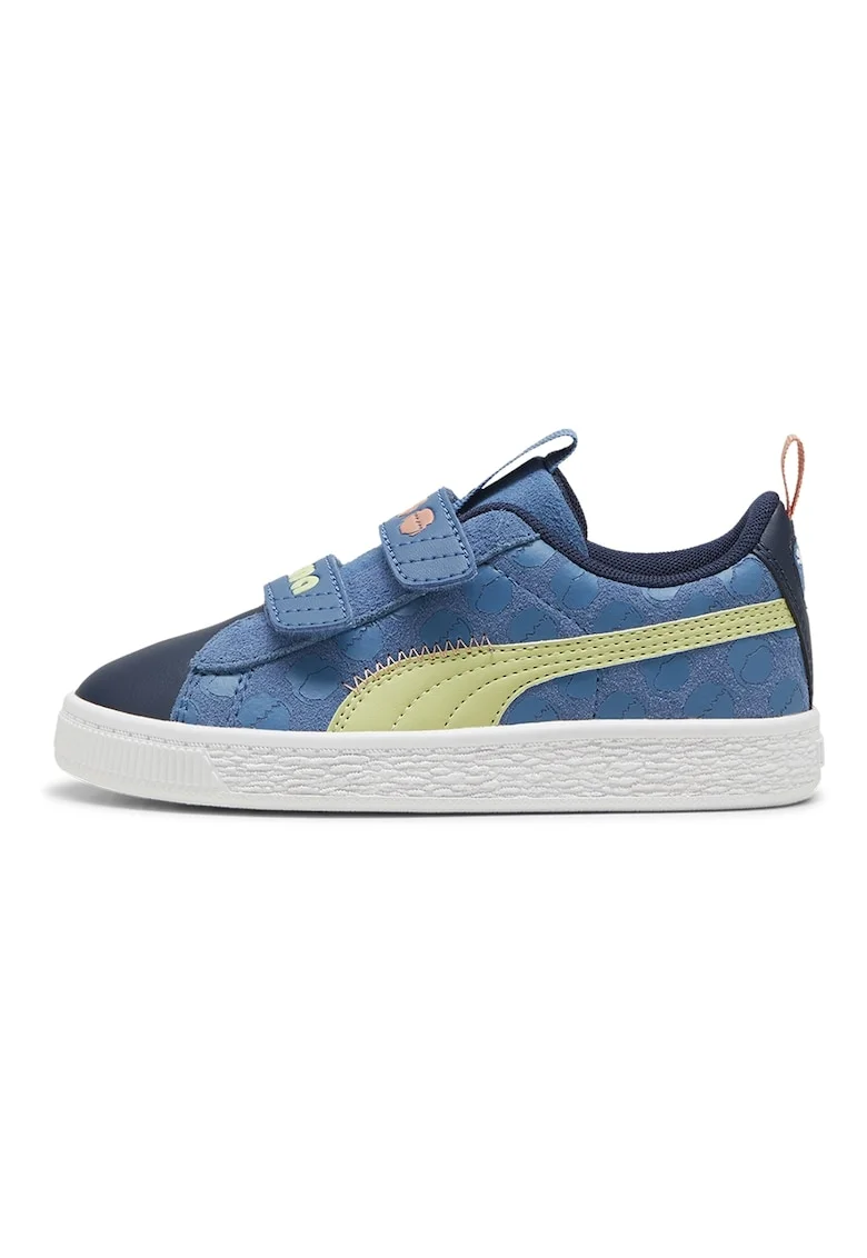 Pantofi sport de piele si piele intoarsa Classic, Albastru/Verde fistic