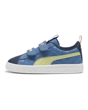 Pantofi sport de piele si piele intoarsa Classic, Albastru/Verde fistic