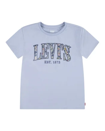 Tricou cu decolteu la baza gatului cu imprimeu logo, Albastru prafuit