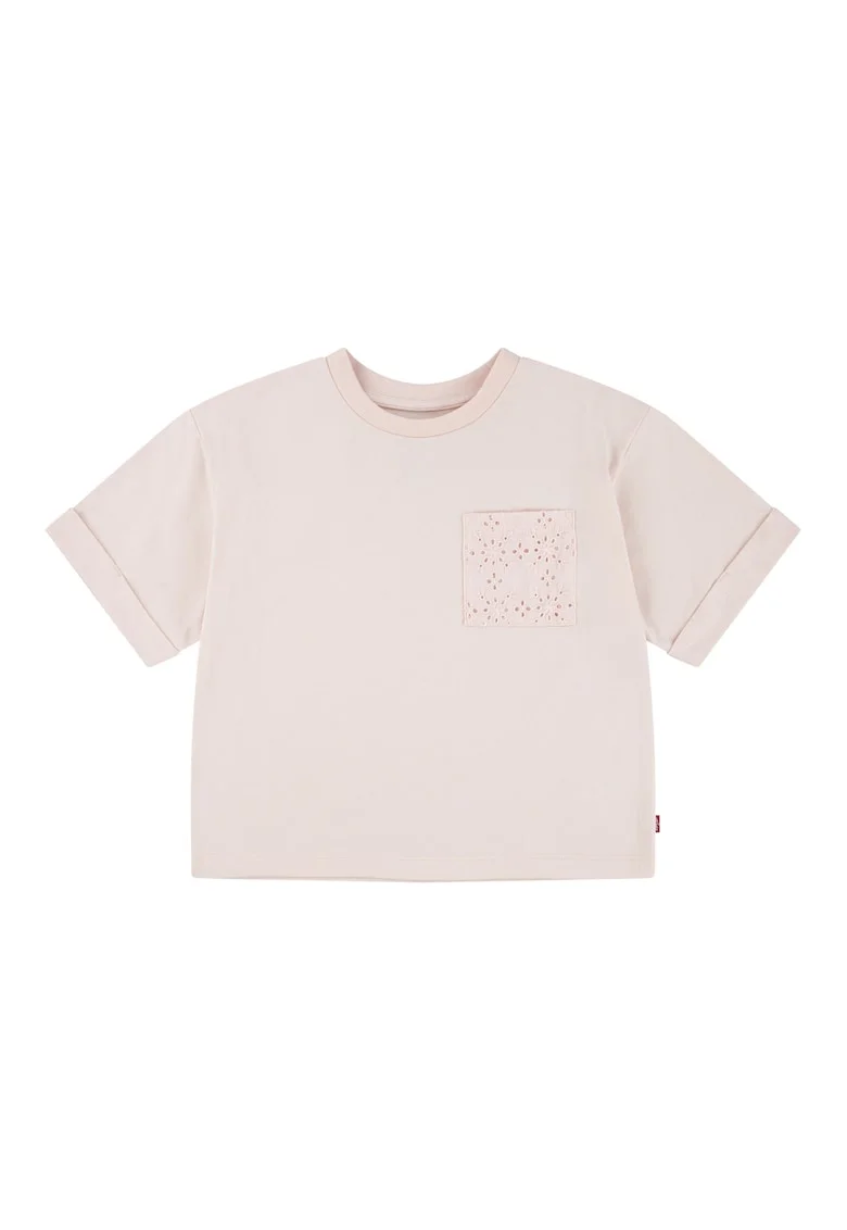 Tricou din amestec de bumbac cu bumbac frontal, Roz prafuit
