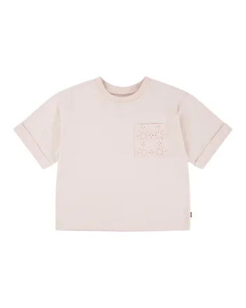 Tricou din amestec de bumbac cu bumbac frontal, Roz prafuit
