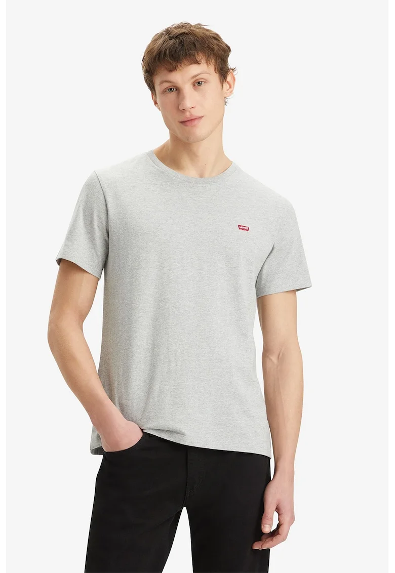 Tricou cu decolteu la baza gatului, Gri deschis