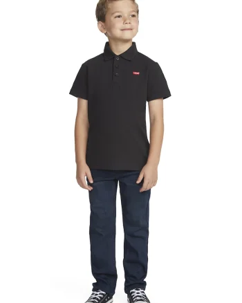 Tricou polo din material pique cu maneci liliac, Negru