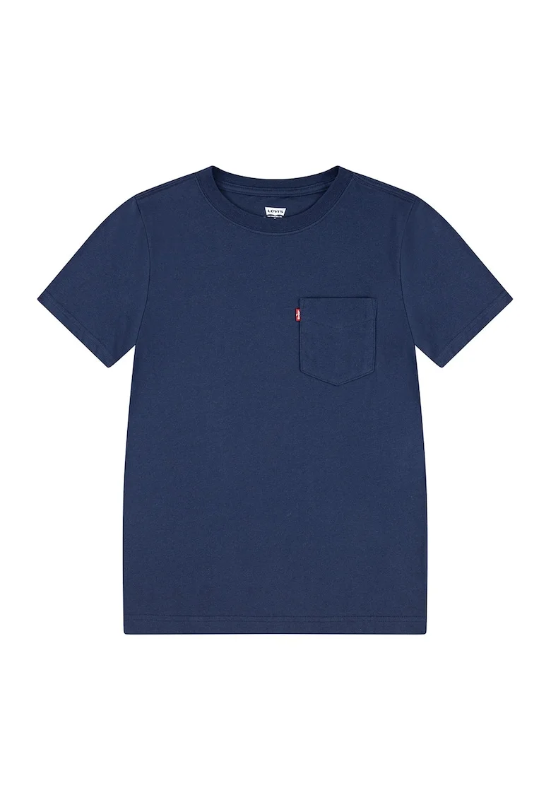 Tricou din amestec de bumbac cu buzunar frontal, Albastru ultramarin